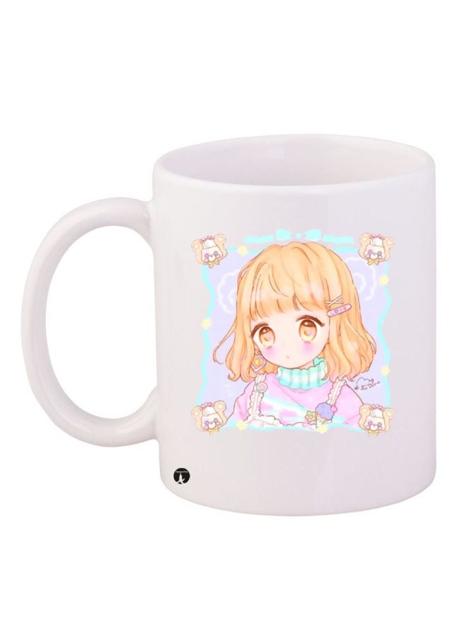 BP Anime Girl Printed Coffee Mug White/Pink/Blue