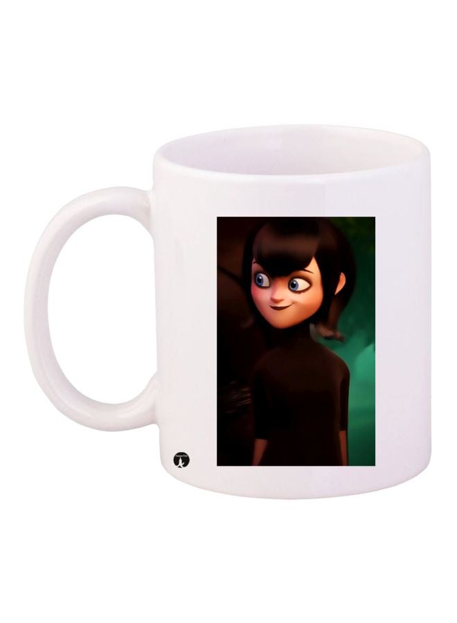 Cartoon Girl Printed Coffee Mug White/Brown/Green