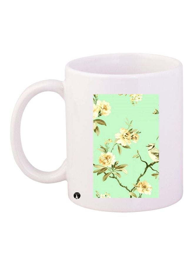 BP Beautiful Floral Printed Coffee Mug White/Green/Yellow