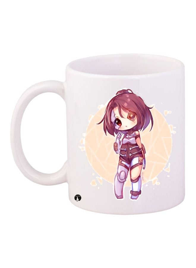 BP Cute Girl Printed Coffee Mug White/Purple/Brown