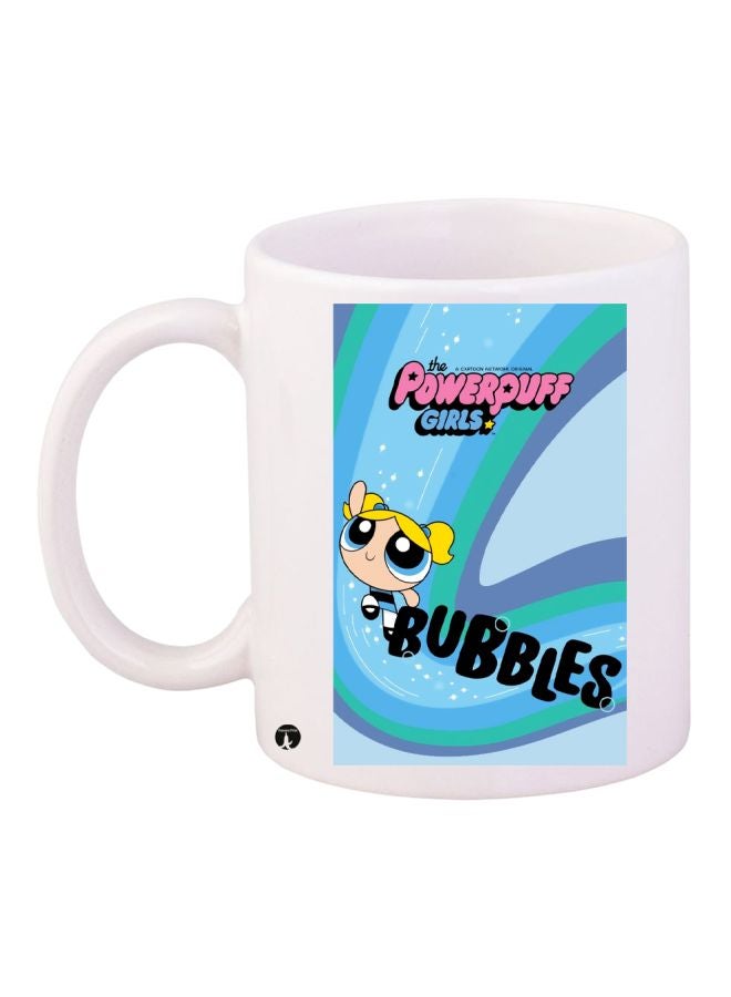 BP Powerpuff Girls Bubbles Printed Coffee Mug White/Blue/Yellow