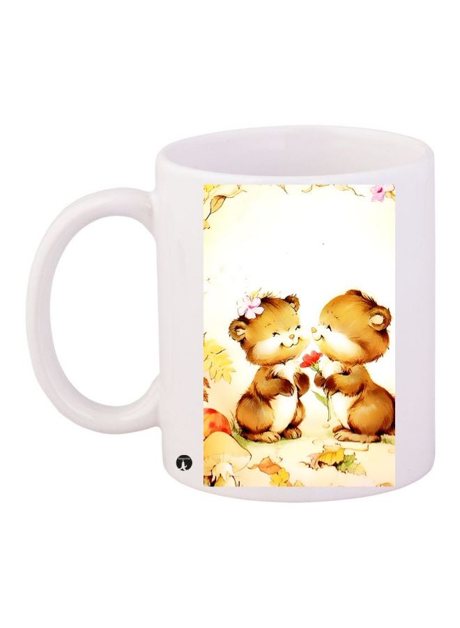 BP Cartoon Printed Coffee Mug White/Brown/Green