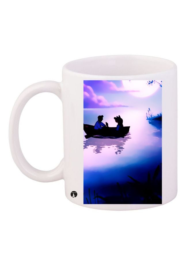 مج قهوة بطبعة شخصية كارتونية أبيض/أرجواني/وردي