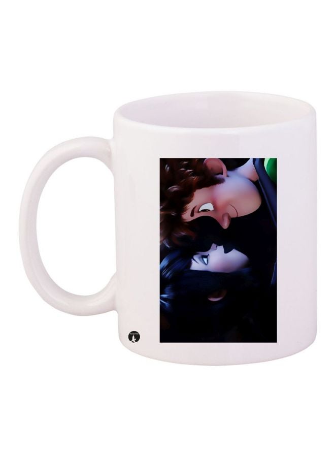 بي بي مج قهوة بطبعة شخصية كارتونية أبيض/أسود/بيج