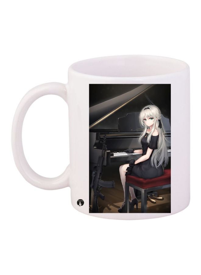 بي بي مج قهوة بطبعة رسوم متحركة على شكل فتاة أبيض/أسود/أحمر