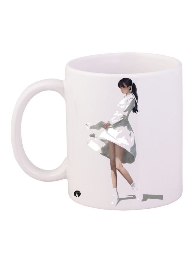 بي بي كوب قهوة مطبوع برسمة فتاة أبيض/بيج