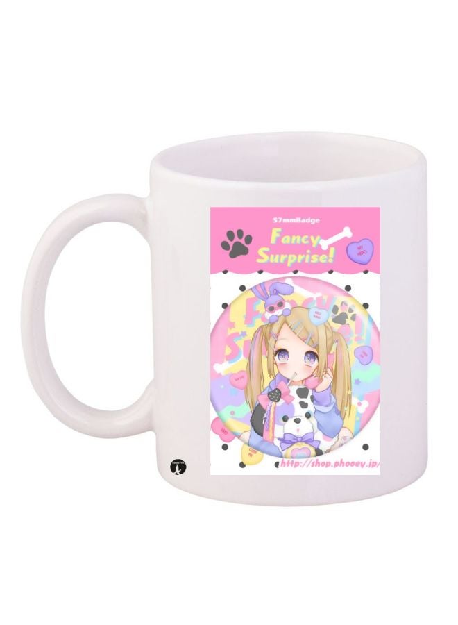 BP Anime Girl Printed Coffee Mug White/Pink/Blue