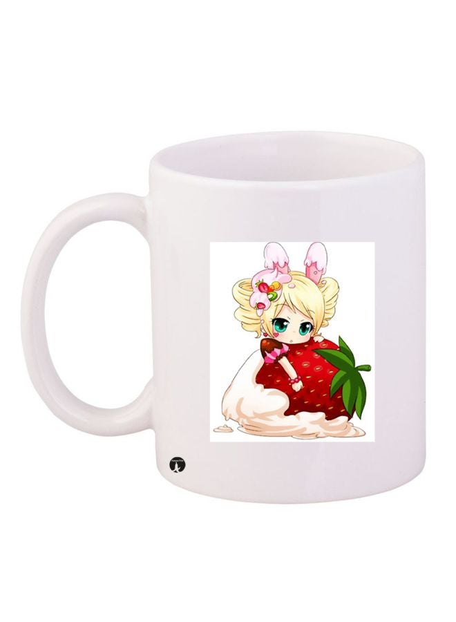 Anime Printed Coffee Mug White/Red/Beige