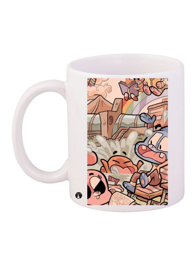 BP Cartoon Printed Coffee Mug White/Pink/Grey