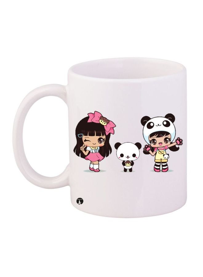 BP Cartoon Printed Coffee Mug White/Pink/Black
