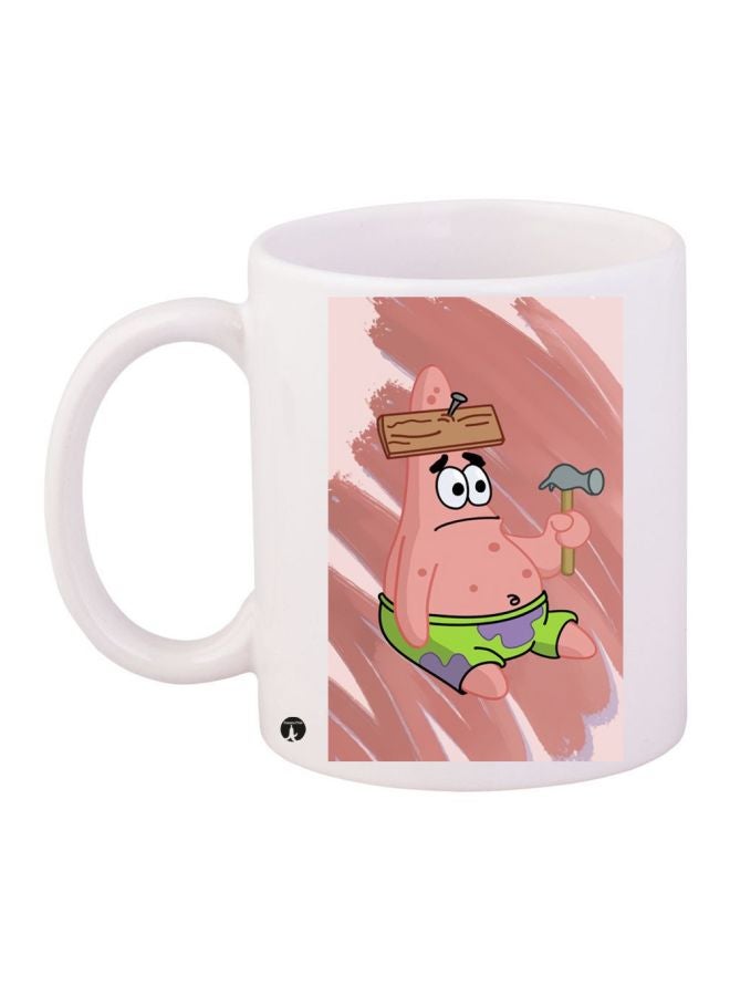 BP Cartoon Printed Coffee Mug White/Pink/Green