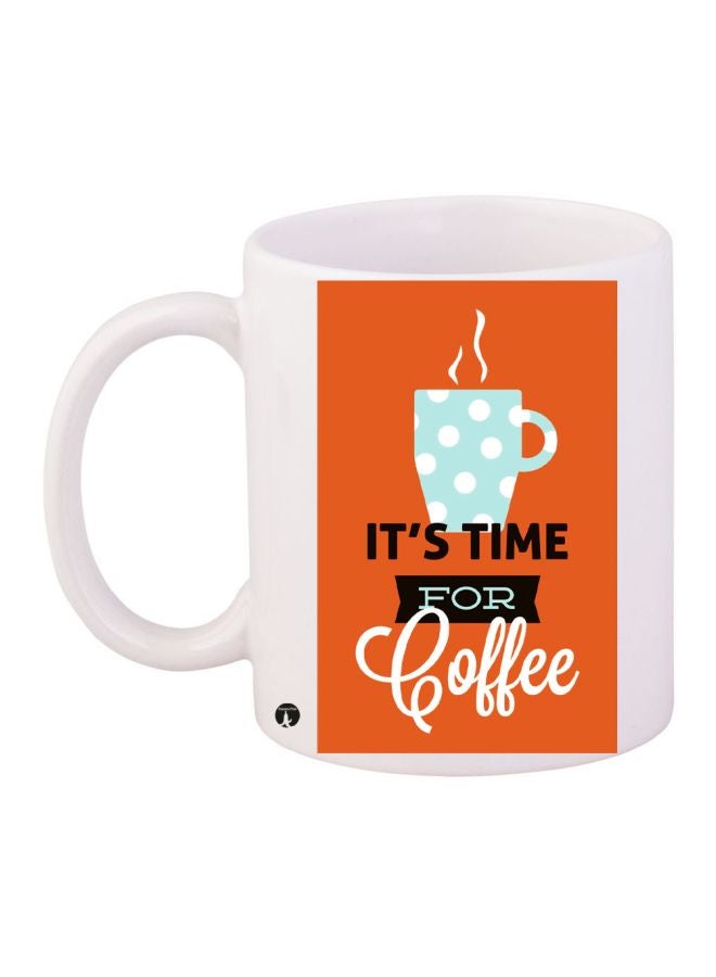 BP It's Time For Coffee Printed Mug White/Orange/Blue