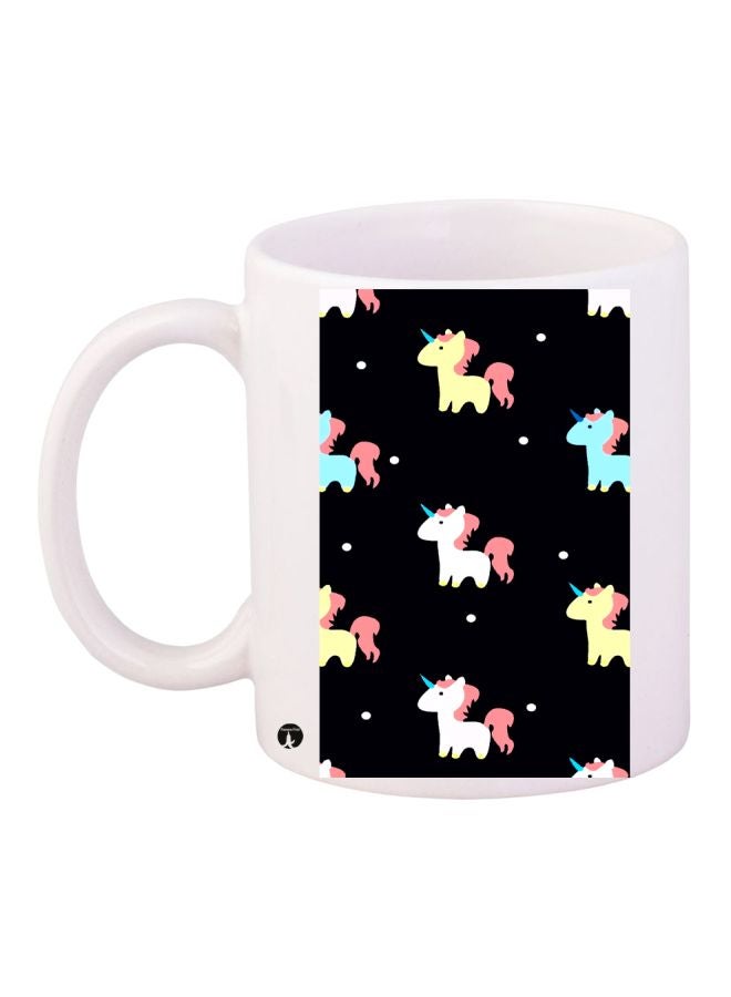 Cartoon Unicorn Printed Coffee Mug White/Black/Blue