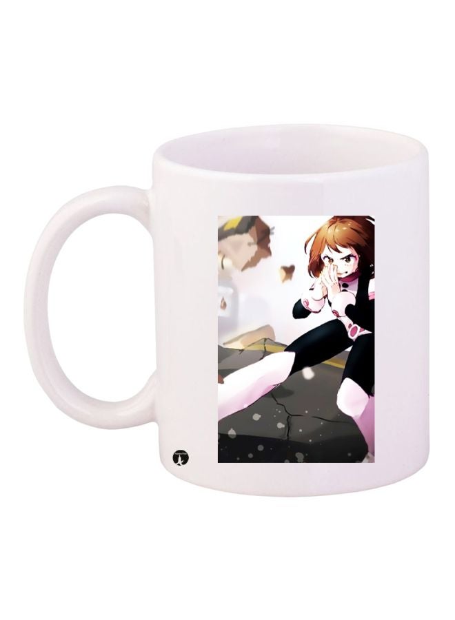 مج قهوة بطبعة رسوم متحركة على شكل فتاة أبيض / أسود / بني