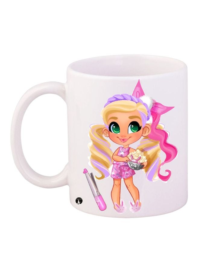 BP Anime Girl Printed Coffee Mug White/Purple/Beige