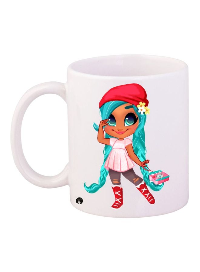 BP Anime Girl Printed Coffee Mug White/Red/Blue