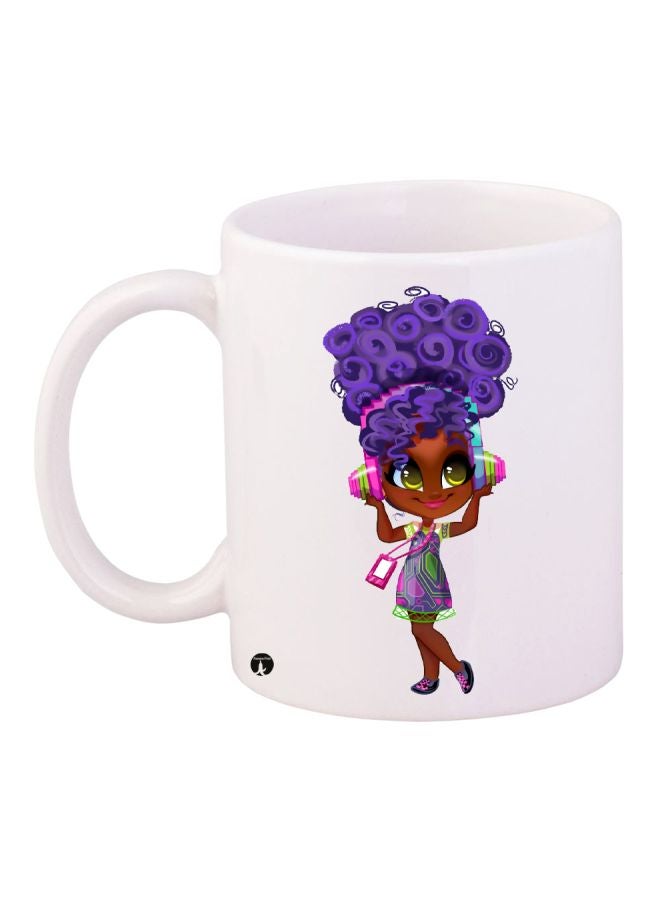 BP Anime Girl Printed Coffee Mug White/Blue/Brown