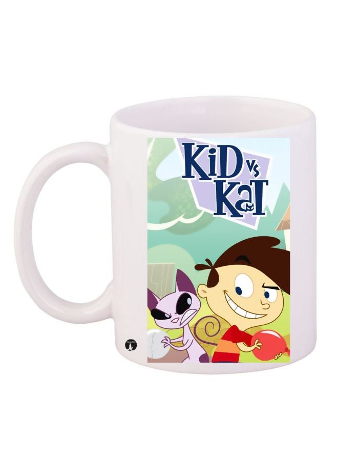 Cartoon Printed Coffee Mug White/Blue/Brown