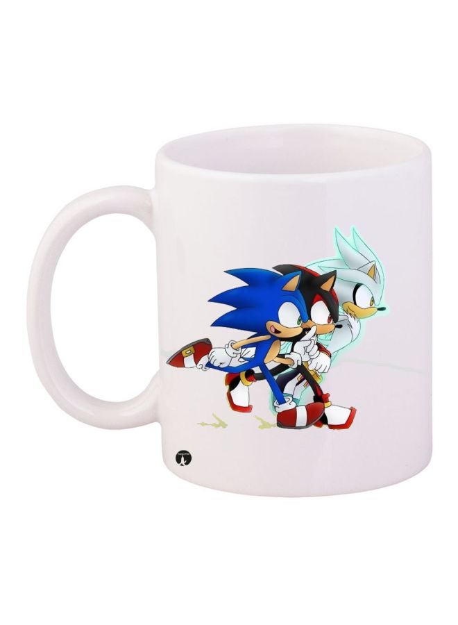 مج قهوة بطبعة من فيلم "Sonic The Hedgehog" أبيض/أحمر/أزرق