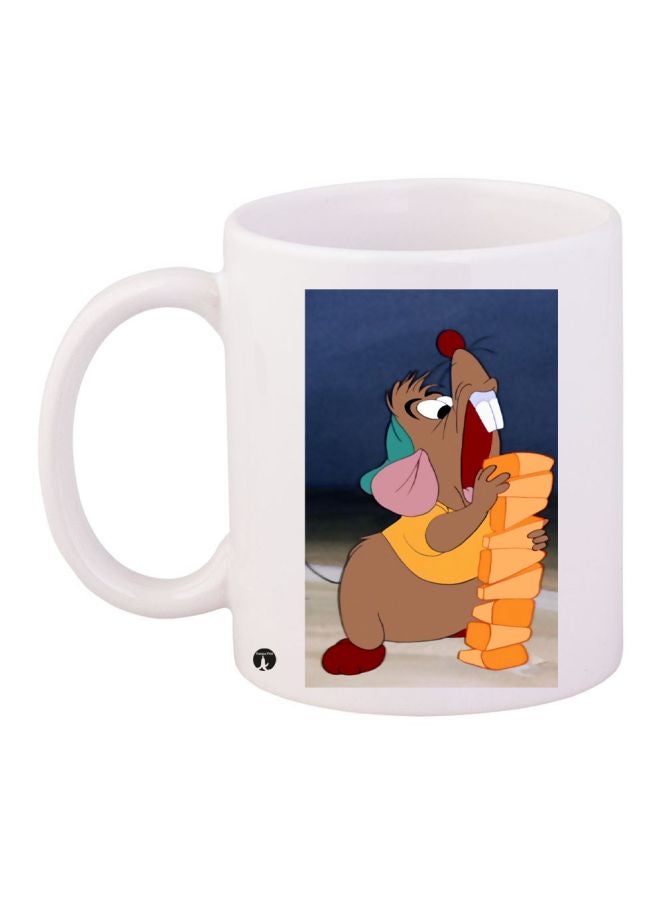 BP Cartoon Character Printed Coffee Mug White/Brown/Yellow