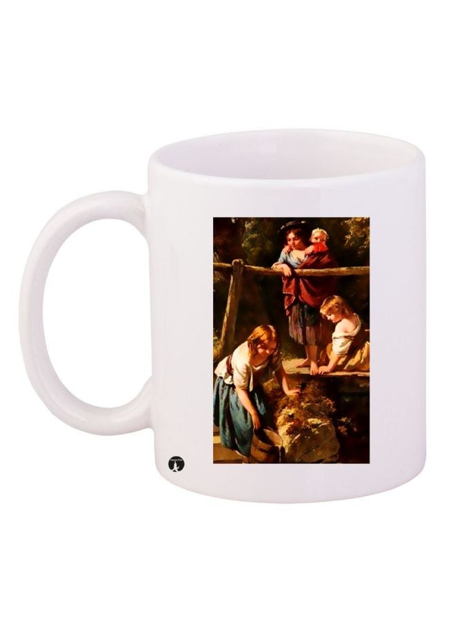 BP Girls Printed Coffee Mug White/Brown/Red