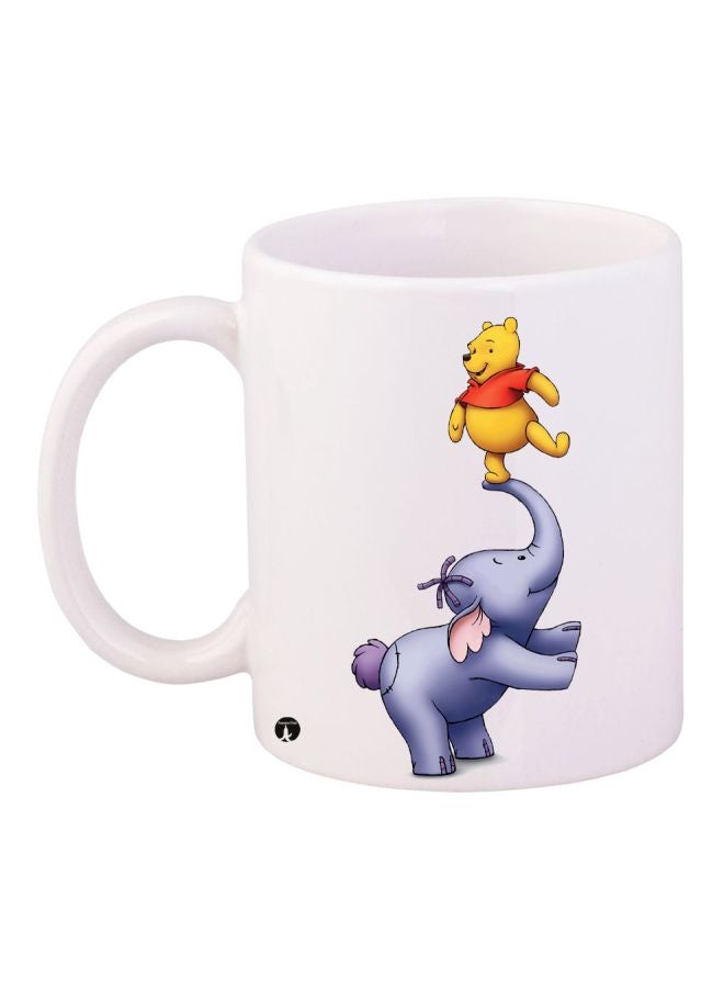 قدح قهوة مطبوع بشخصية Winnie The Pooh أبيض/أحمر/أصفر