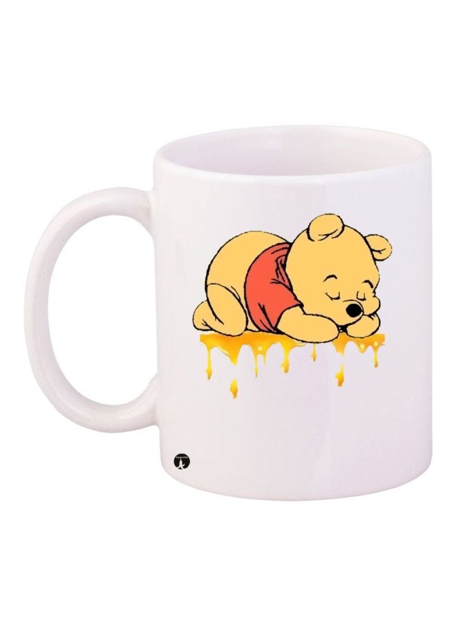 بي بي مج قهوة من السيراميك مزين بطبعة كلمة "Pooh" أبيض/ أصفر/ أحمر