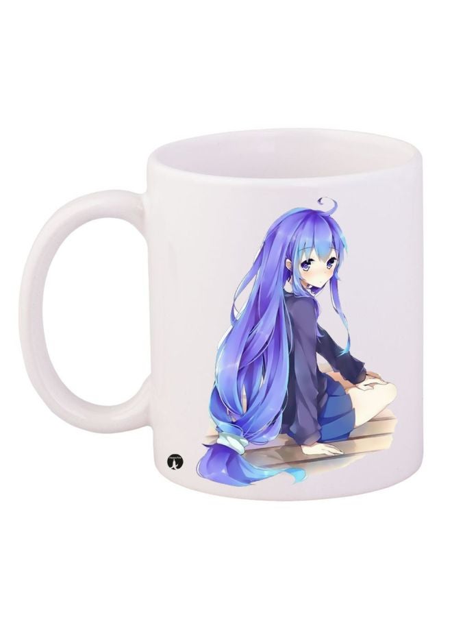 Anime Girl Printed Coffee Mug White/Purple/Beige