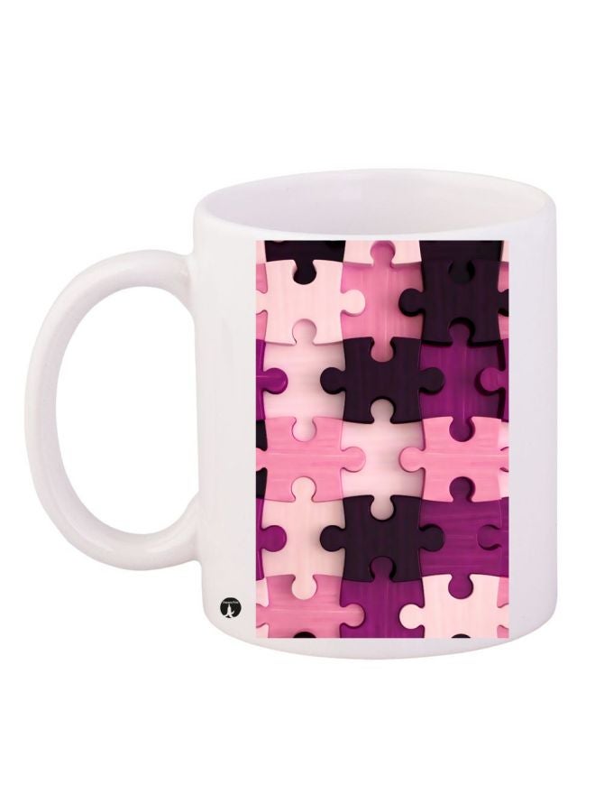 BP Puzzle Printed Coffee Mug White/Pink/Purple