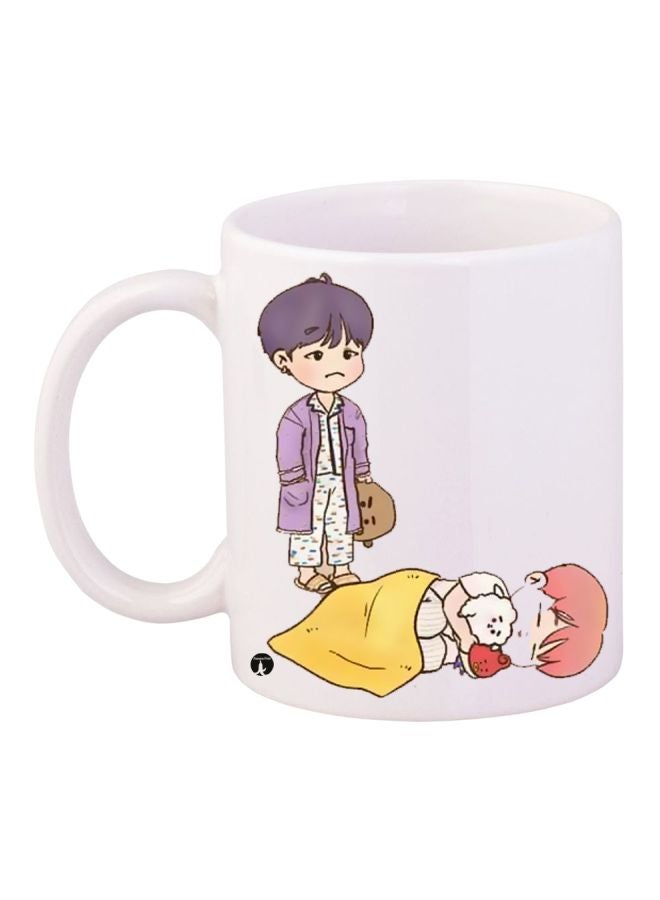 Cartoon Printed Coffee Mug White/Purple/Yellow