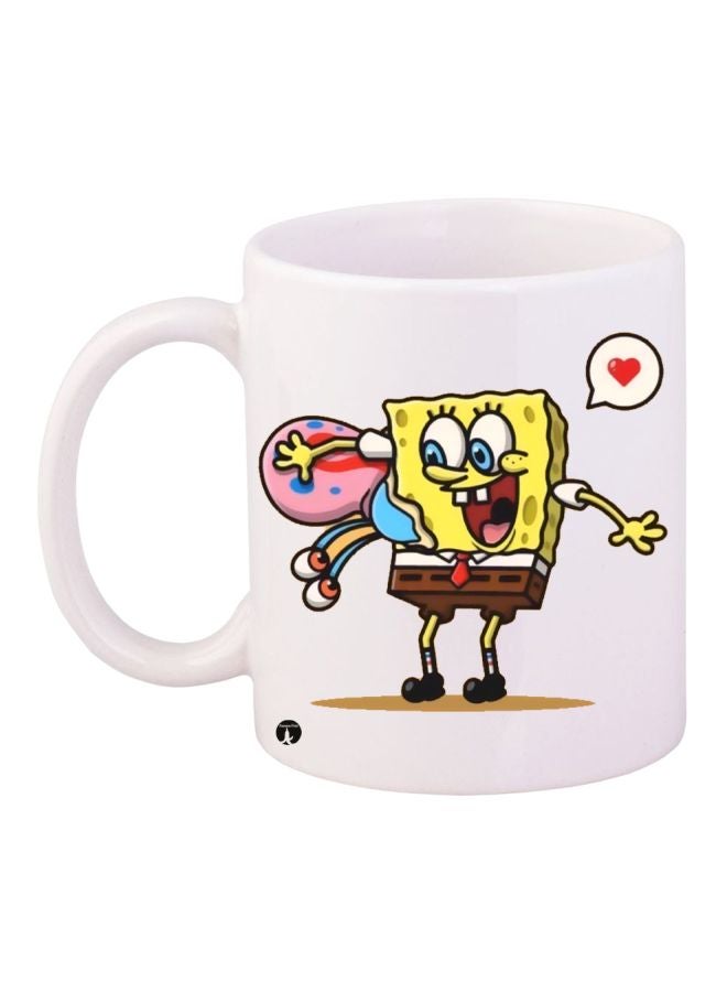 BP Spongebob Printed Coffee Mug White/Yellow/Brown