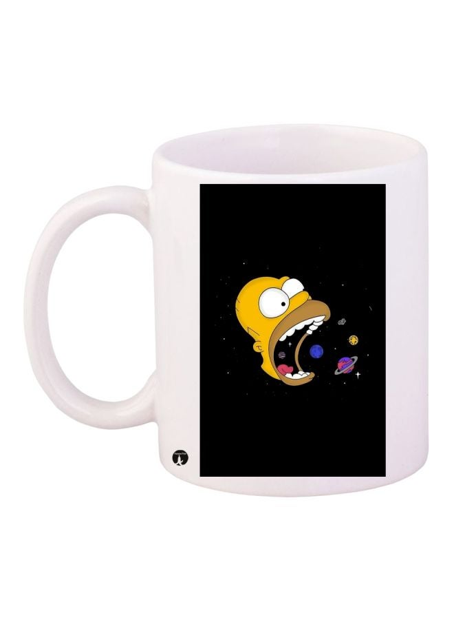BP Cartoon Printed Coffee Mug White/Black/Yellow