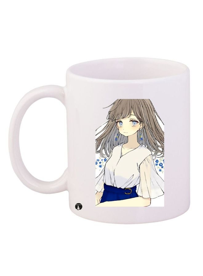 بي بي مج قهوة بطبعة شخصية فتاة الرسوم المتحركة أبيض/أزرق/بيج