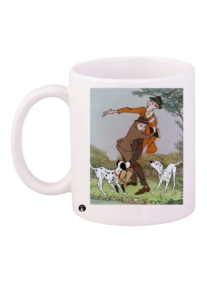 Cartoon Printed Ceramic Coffee Mug White/Green/Brown