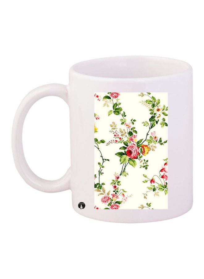 BP Flower Printed Coffee Mug White/Green/Pink