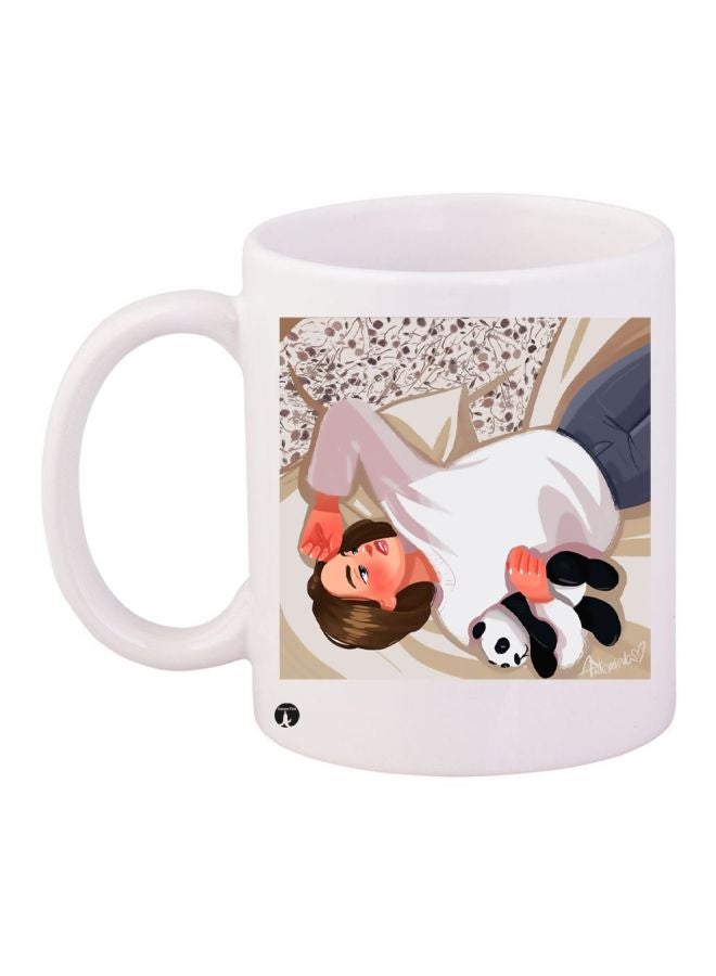 Girl Printed Coffee Mug White/Brown/Black