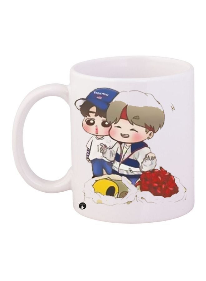BP Cartoon Printed Coffee Mug White/Blue/Red