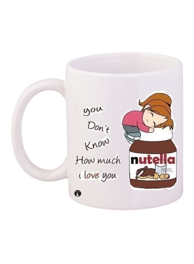 BP Love For Nutella Quote Printed Coffee Mug White/Brown/Pink