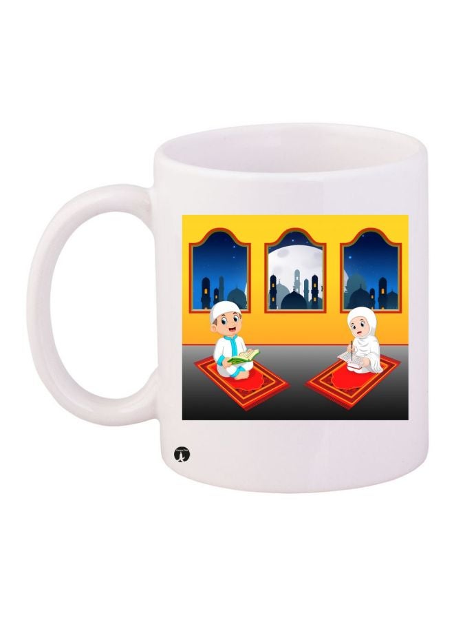 BP Prayer Time Printed Coffee Mug White/Orange/Red
