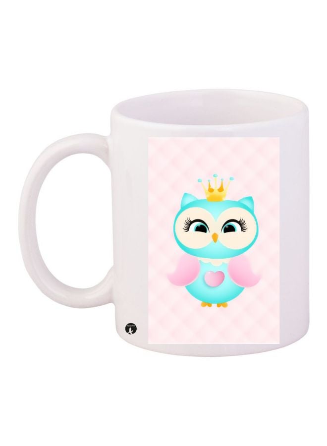 كوب قهوة بطبعة البومة أبيض / وردي / أزرق