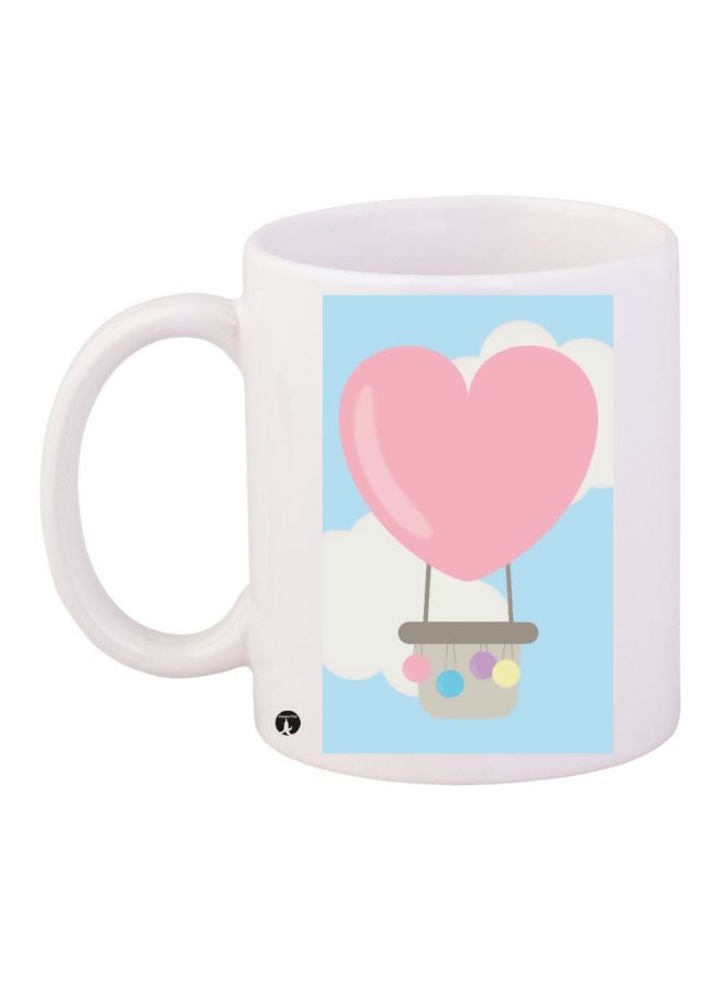 مج قهوة بطبعة على شكل قلب أبيض/أزرق/وردي