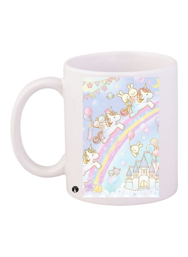 بي بي مج قهوة مطبوع عليه صورة يونيكورن أبيض/أزرق/وردي