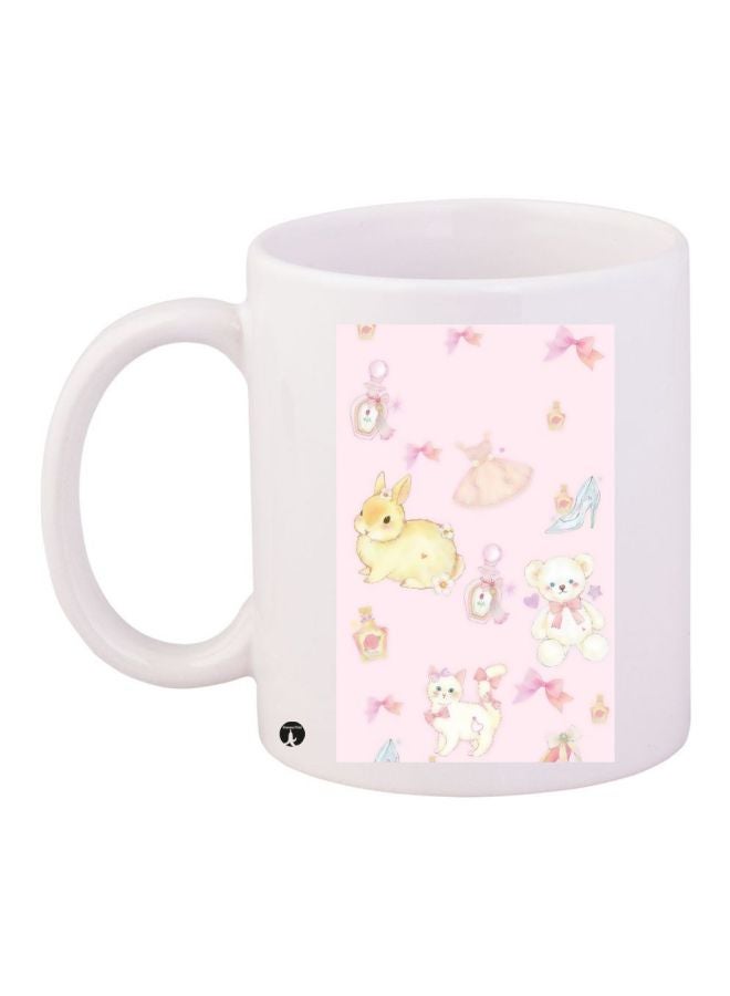 BP Teddy Bear Printed Coffee Mug White/Pink/Yellow