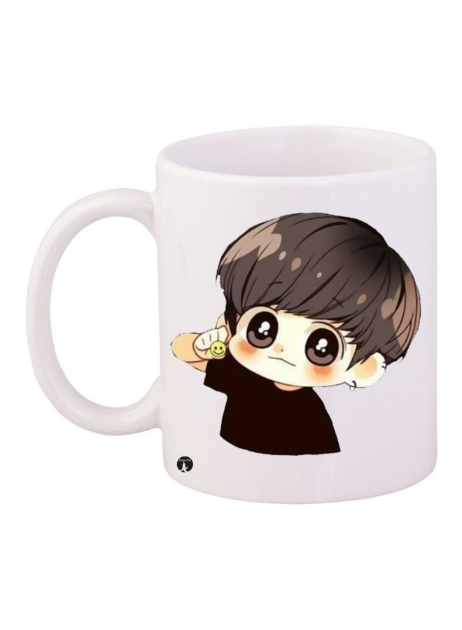 BP Cartoon Boy Printed Coffee Mug White/Black/Grey