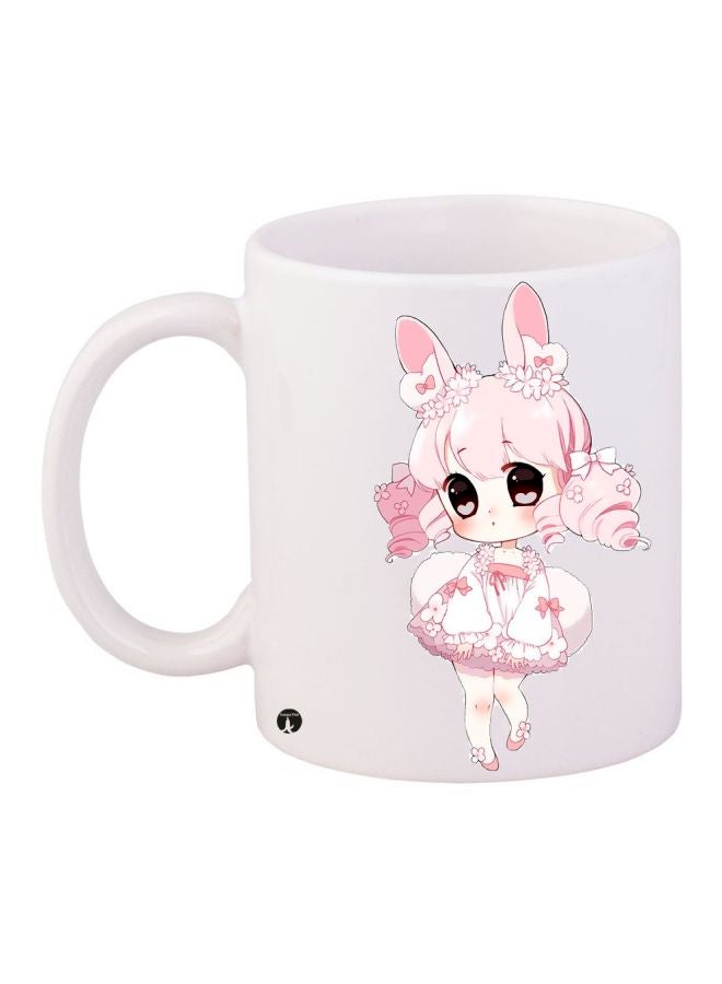 بي بي مج قهوة بطبعة شخصية كارتونية أبيض/وردي/أسود