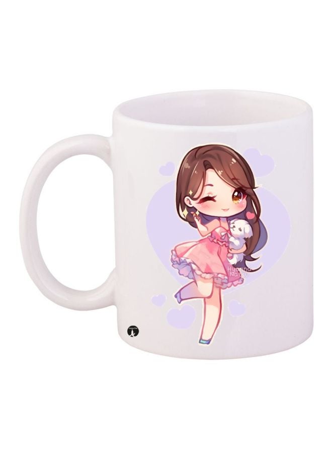 بي بي مج قهوة بطبعة رسومات كرتونية على شكل فتاة أبيض/ أرجواني/ بني