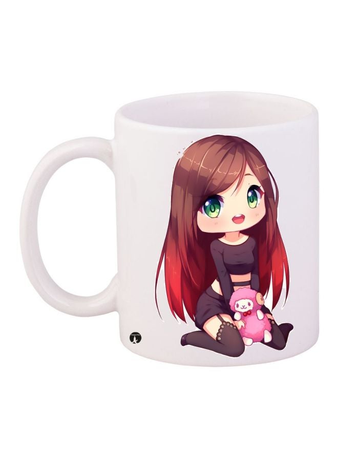 Girl Printed Coffee Mug White/Red/Brown
