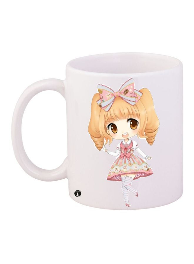 BP Cartoon Printed Coffee Mug White/Brown/Pink