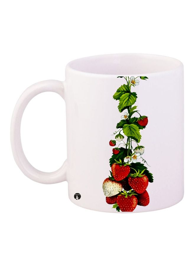 Strawberry Printed Coffee Mug White/Green/Red