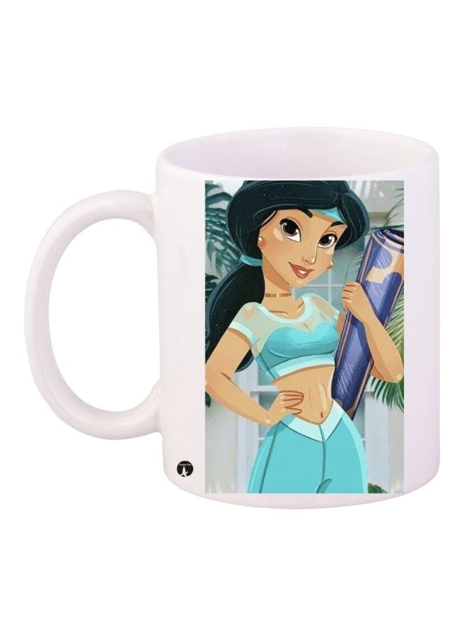 BP Cartoon Girl Printed Coffee Mug White/Beige/Blue